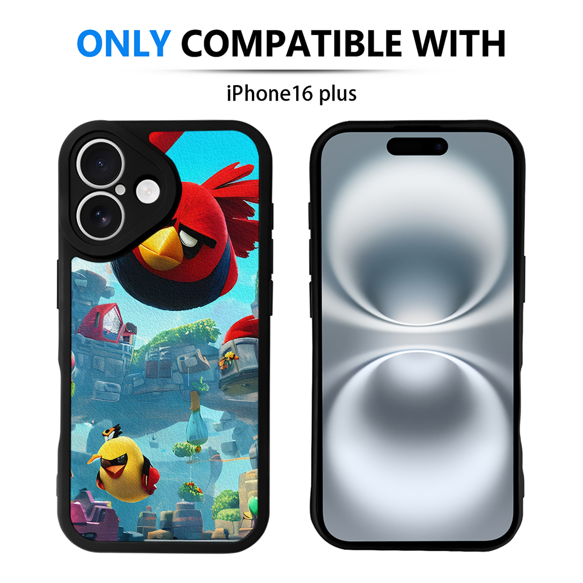 （画像用） Angry Birds アングリーバード 【iPhone 16シリーズ対応】シリコンスマホケース（レザー調） 材質：シリコン